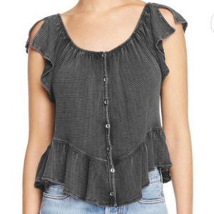 Medium Blue Flowy Off Shoulder Free People Shirt